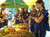 Estudantes observam frutos e ouvem explicações (Foto: Anamaria Leventi)