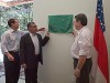 Sérgio Rezende, Odenildo Sena e Adalberto Val inauguram laboratório (Foto: Salete Lima)