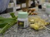 Caule do gengibre amargo e o medicamento desenvolvido a partir dele pelo Inpa (Foto: Marina Souza/Portal Amazônia)