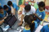 Atividades intensas com as crianças no estande do CRQ (Foto: Ana Venância)