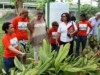 Alunos que desenvolvem pesquisa da horta escolar conhecem técnicas de reaproveitamento de alimentos(Foto: Divulgação PCE)