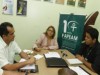 Prefeito de Nova Olinda do Norte (à esquerda),  Joseias Lopes da Silva, reunido com a diretora-presidenta da FAPEAM, Maria Olívia Simão, e assessor da presidência Edilson Soares (Foto: Ricardo Oliveira/Ag. FAPEAM)